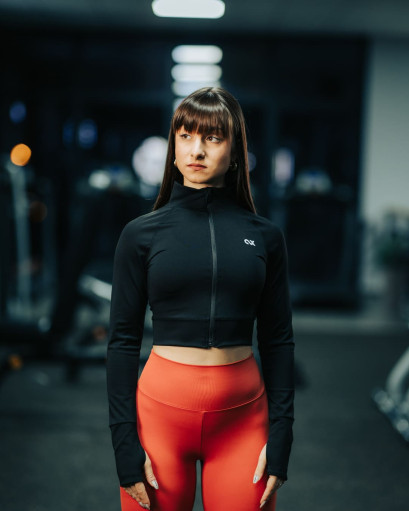 Member Zip Crop Top - Crna